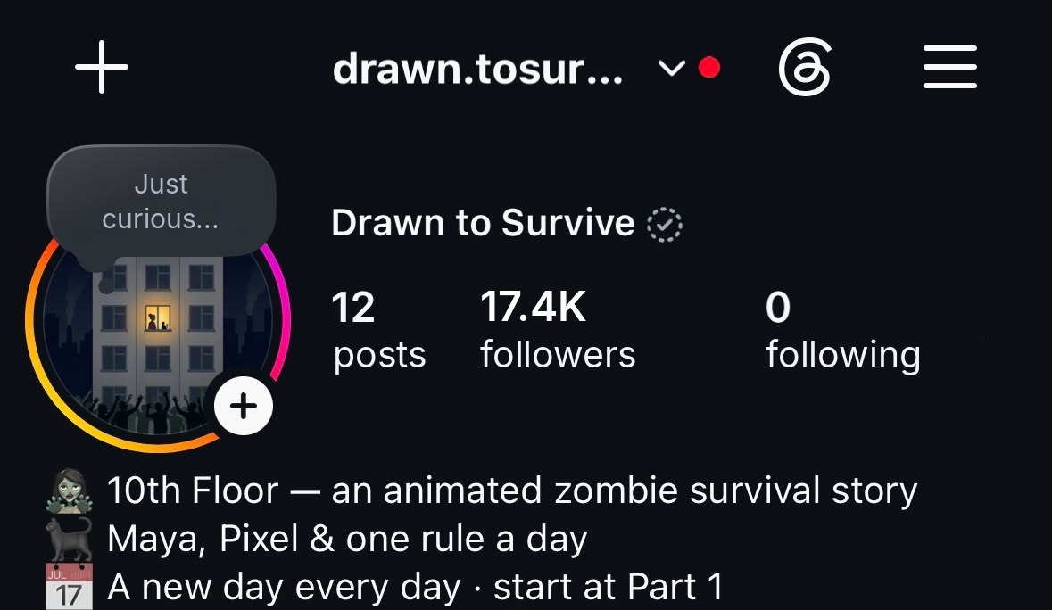 Instagram profile Drawn to Survive: 12 posts, 17.4K followers